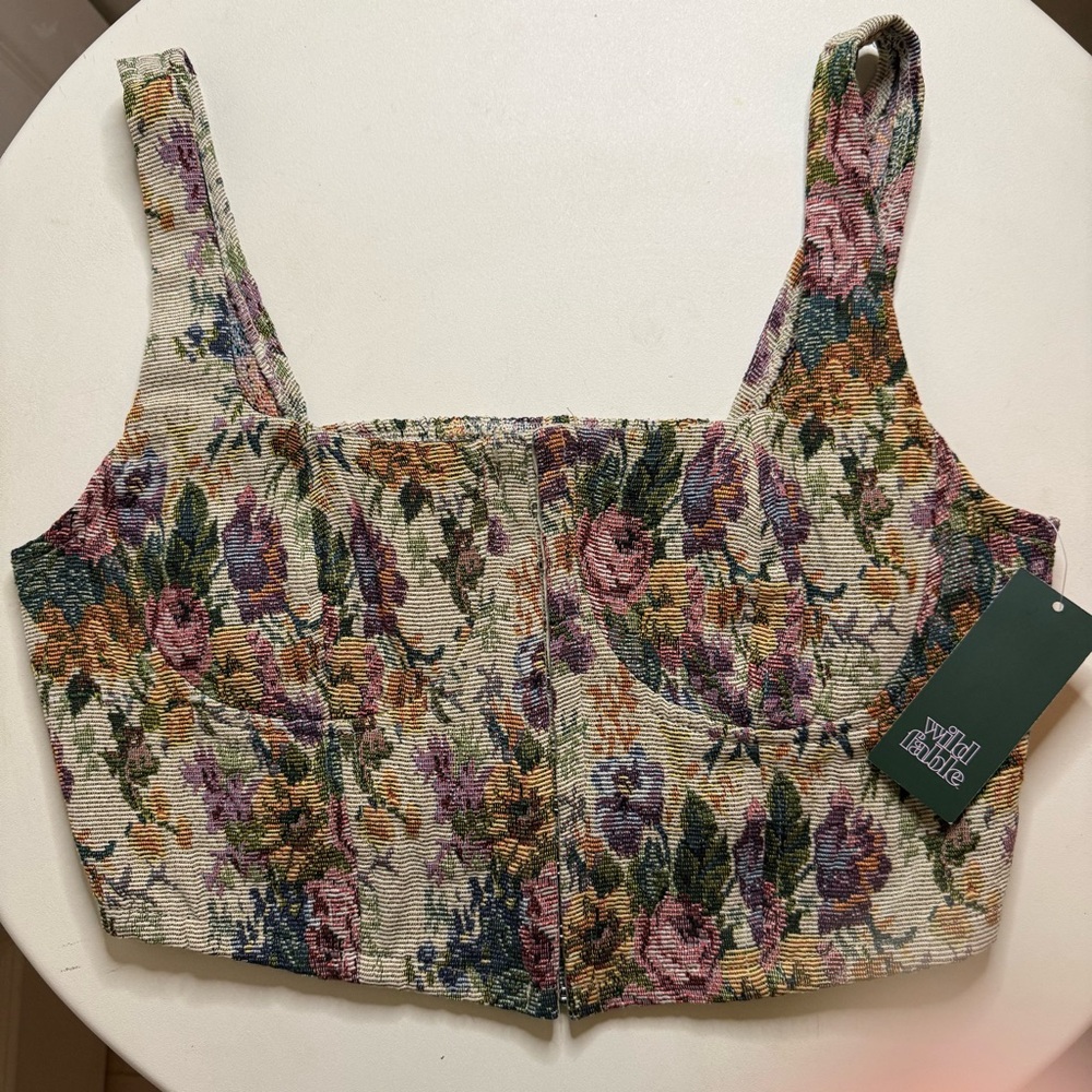 NWT Wild Fable Floral Tapestry Bustier Crop Top